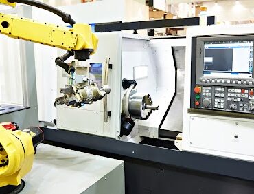 Robotic arm and cnc lathe machine
